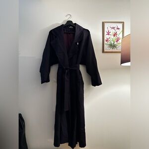 VINTAGE Navy Blue Double Breasted Trench Coat with Belt | Size M